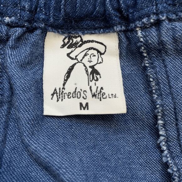 90s Alfredo’s Wife Denim Maxi Skirt Blue Tiered Flowy Boho Medium Wash Jean - Picture 8 of 9